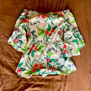 White Floral Off-Shoulder Romper